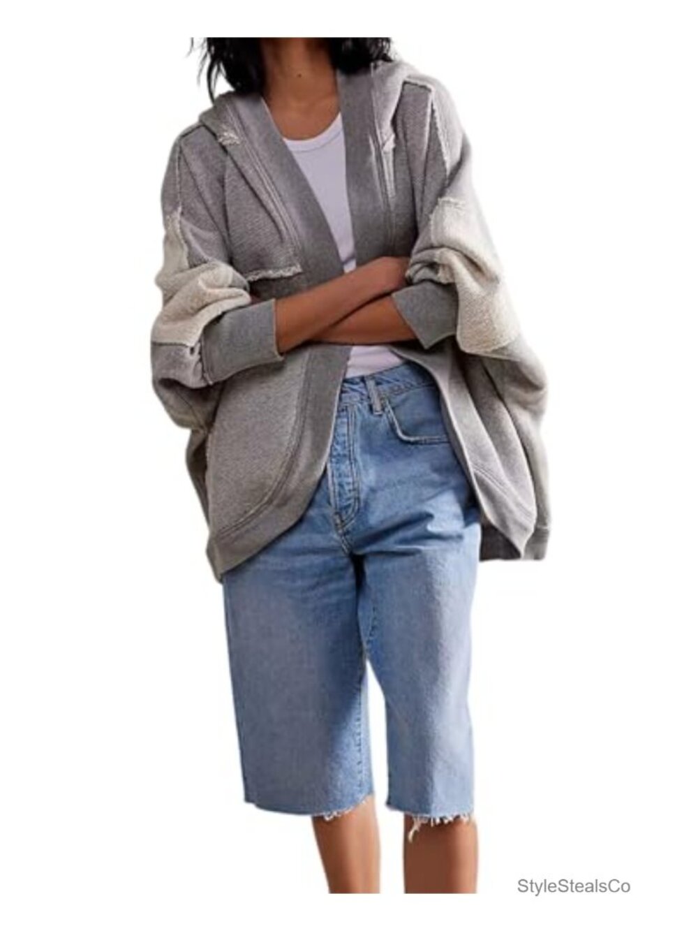 Oversized Open Front Hoodie Cardigan Sweatshirt Long Sleeve Cotton